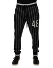 Dolce & Gabbana Black White Stripes Jogger Sweatpants Pants