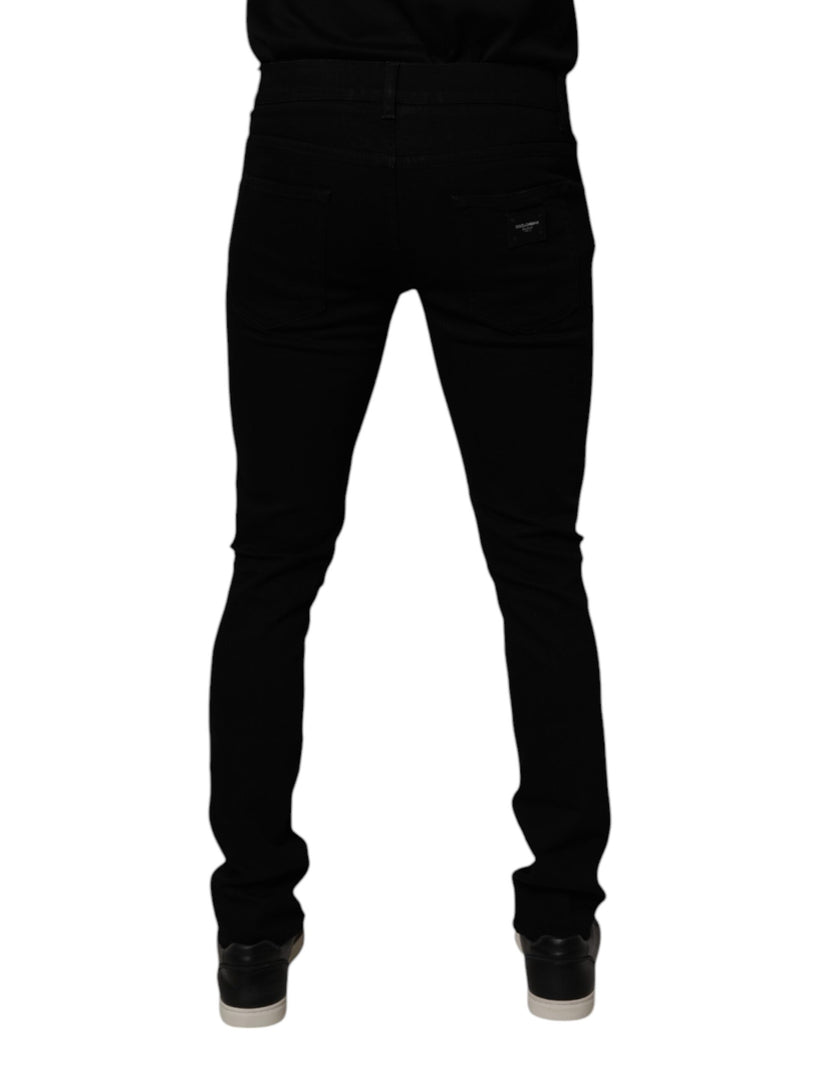 Dolce & Gabbana Black Cotton Stretch Skinny Men Denim Jeans
