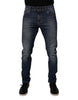 Dolce & Gabbana Dark Blue Cotton Leather Skinny Denim Jeans