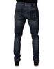 Dolce & Gabbana Dark Blue Cotton Leather Skinny Denim Jeans