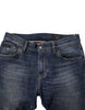 Dolce & Gabbana Dark Blue Cotton Leather Skinny Denim Jeans
