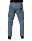 Dolce & Gabbana Blue Cotton Skinny Men Denim Mid Waist Jeans