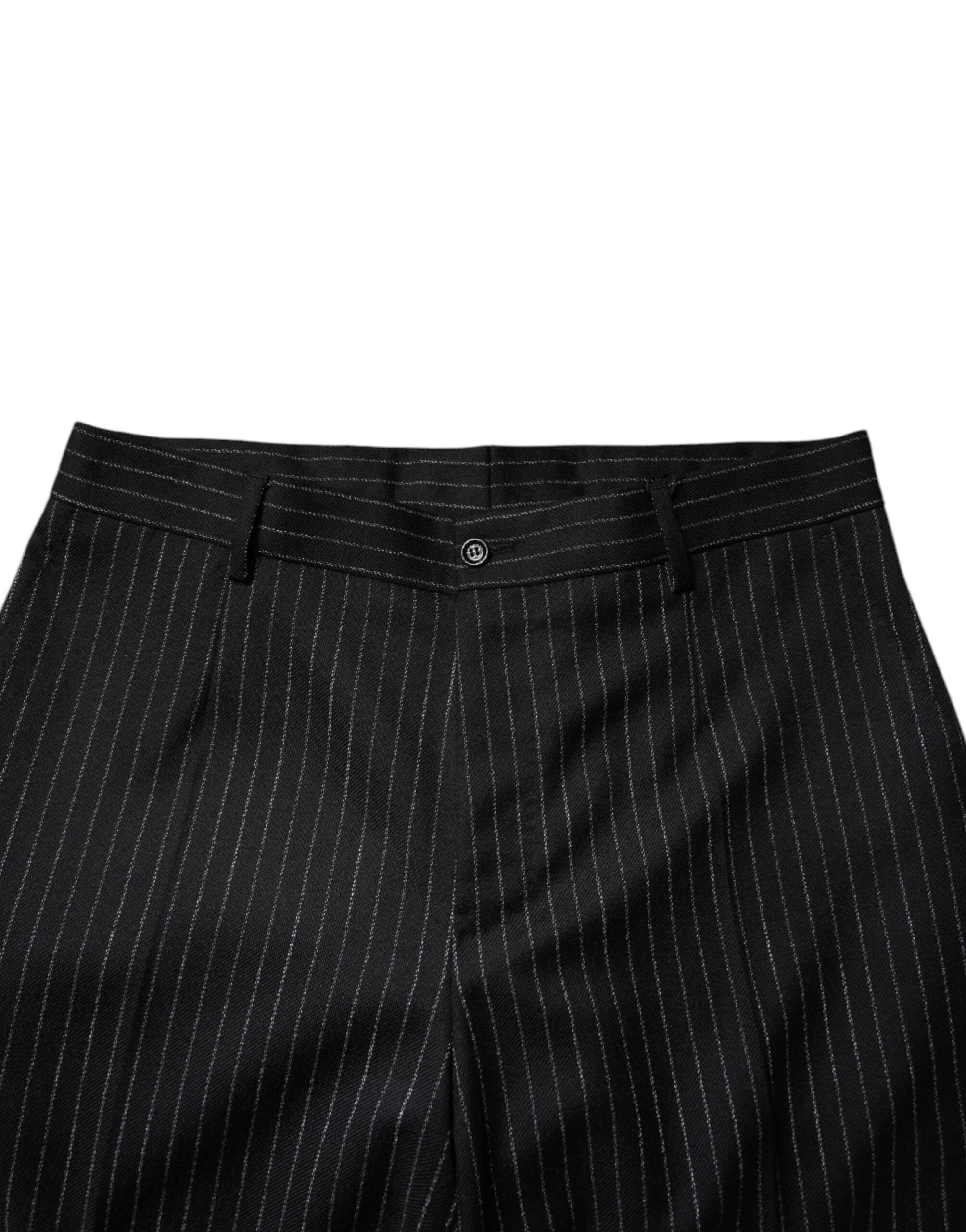 Dolce & Gabbana Black Stripes Wide Leg Formal Men Dress Pants