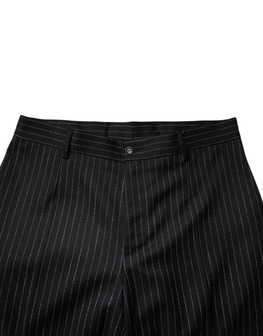 Dolce & Gabbana Black Stripes Wide Leg Formal Men Dress Pants
