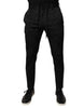 Dolce & Gabbana Black Brocade Polyester Skinny Dress Pants