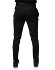 Dolce & Gabbana Black Brocade Polyester Skinny Dress Pants