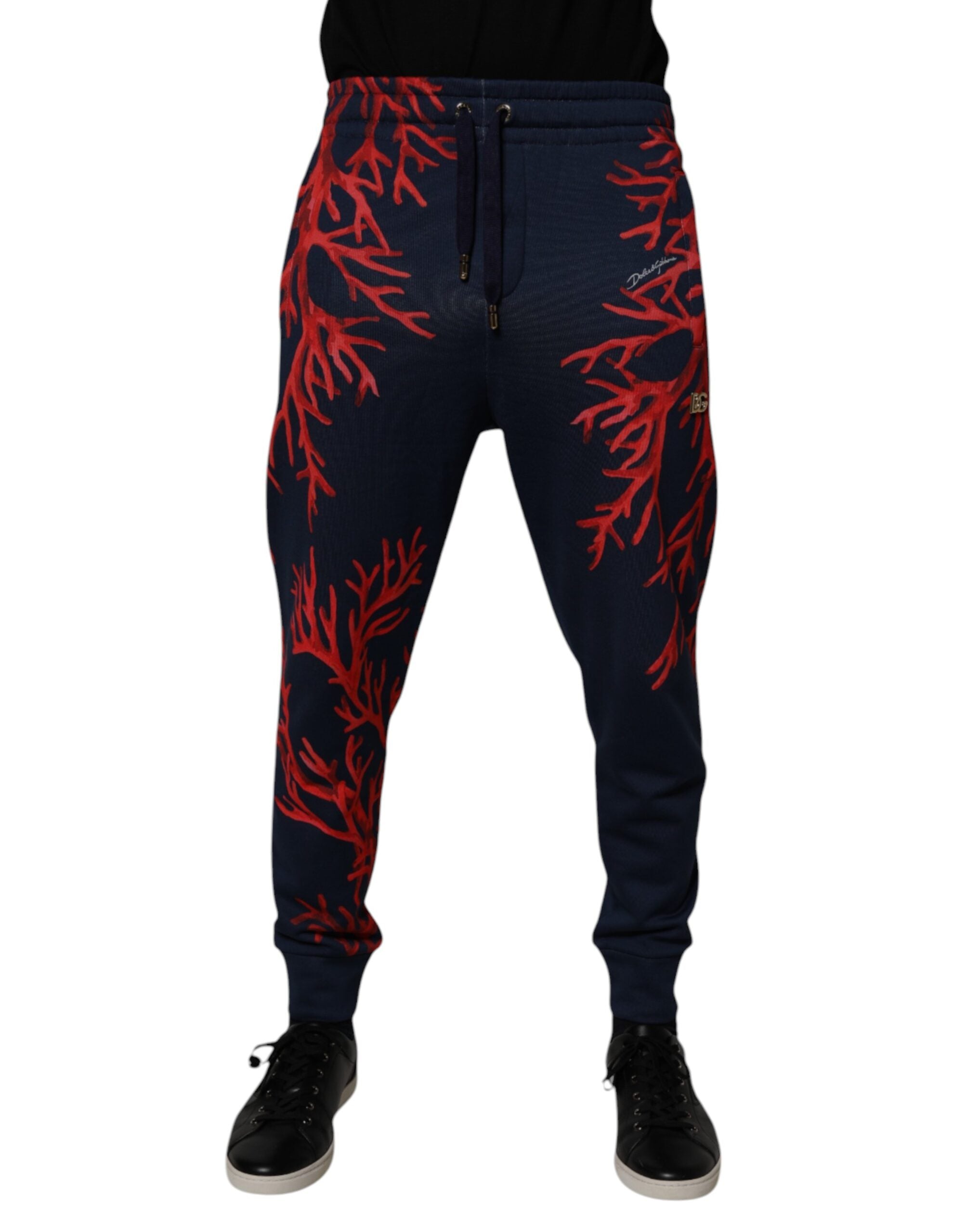Dolce & Gabbana Dark Blue Corals Jogger Men Sweatpants Pants