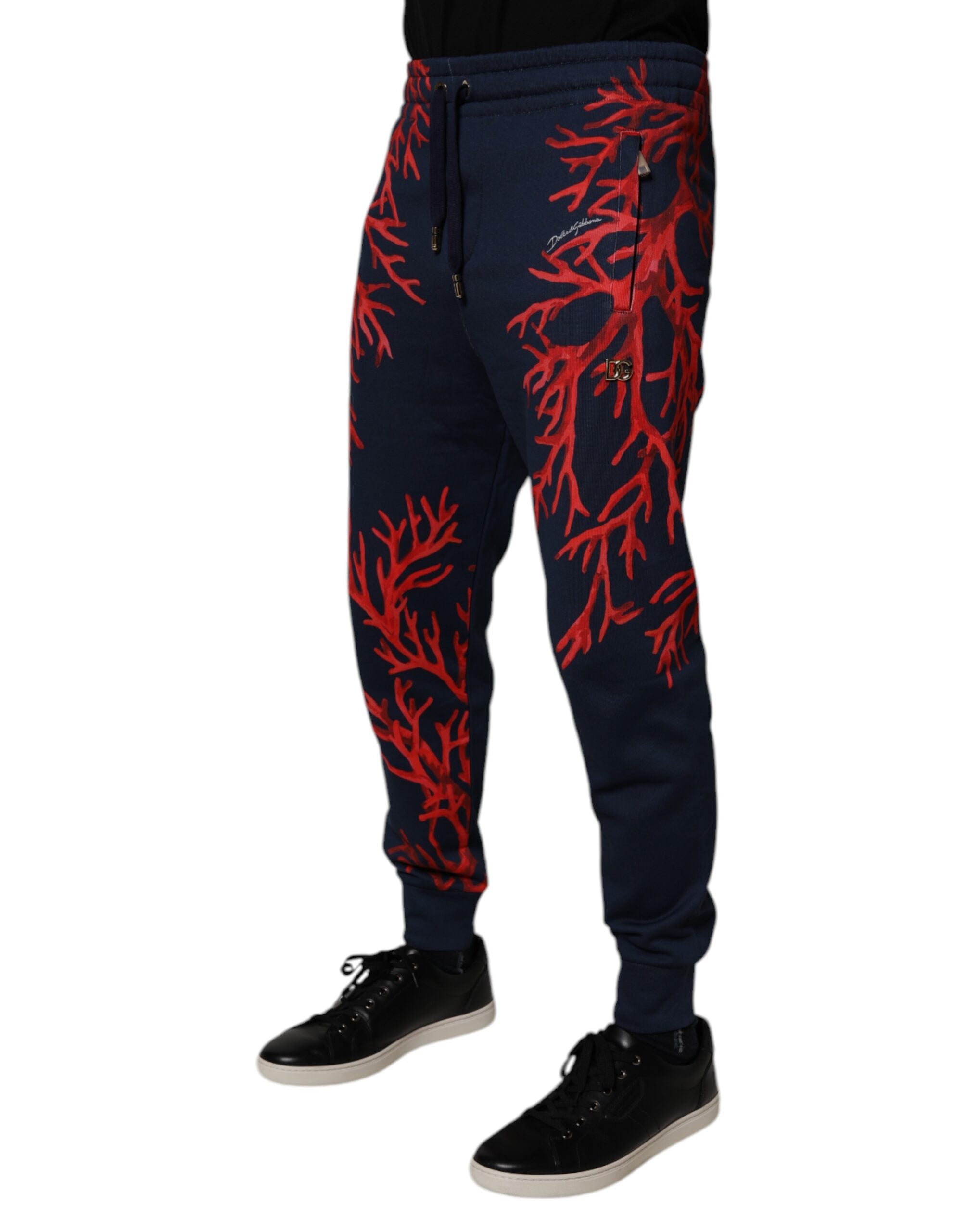 Dolce & Gabbana Dark Blue Corals Jogger Men Sweatpants Pants
