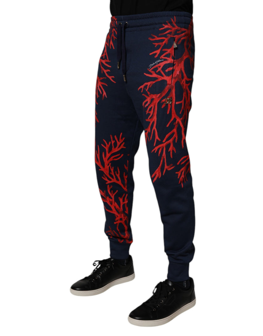 Dolce & Gabbana Dark Blue Corals Jogger Men Sweatpants Pants