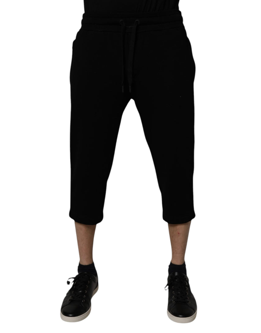 Dolce & Gabbana Black Cotton Blend Cropped Sweatpants Pants