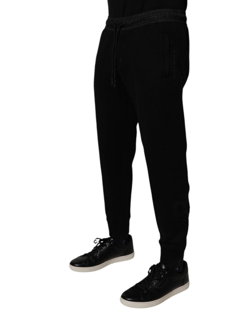 Dolce & Gabbana Black Cotton Blend Men Jogger Sweatpants Pants