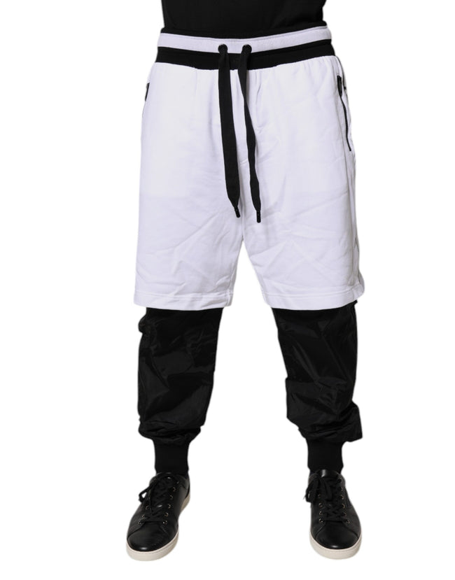 Dolce & Gabbana Black White Cotton Layered Sweatpants Pants