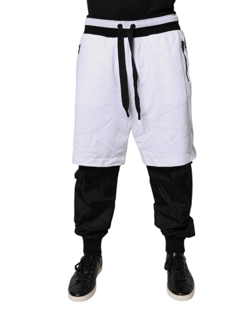 Dolce & Gabbana Black White Cotton Layered Sweatpants Pants