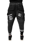 Dolce & Gabbana Black Polka Dot Stripes Cargo Jogger Sweatpants Pants