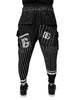 Dolce & Gabbana Black Polka Dot Stripes Cargo Jogger Sweatpants Pants