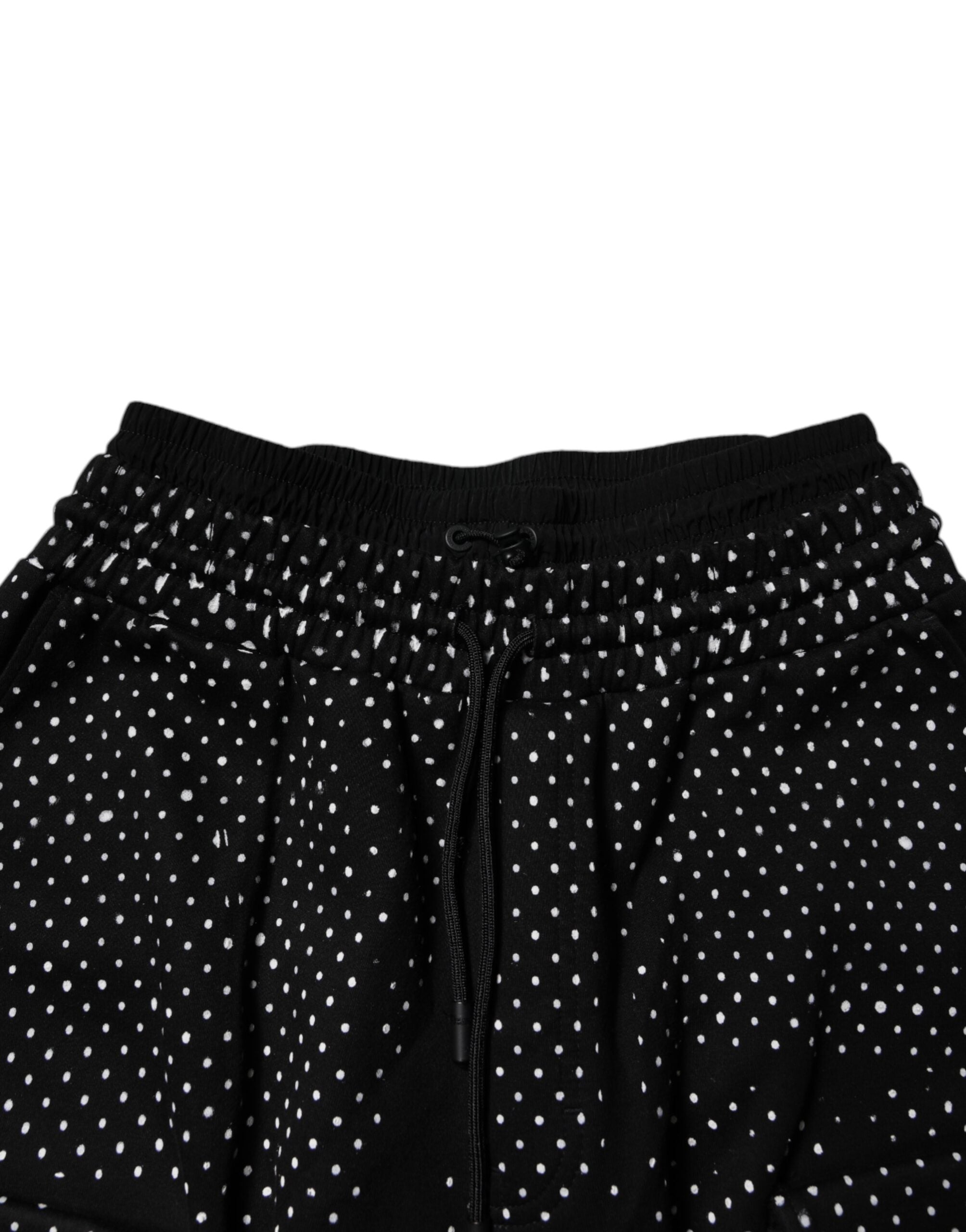 Dolce & Gabbana Black Polka Dot Stripes Cargo Jogger Sweatpants Pants