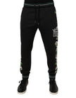 Dolce & Gabbana Black Floral King Men Jogger Sweatpants Pants