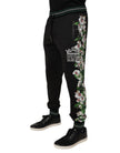 Dolce & Gabbana Black Floral King Men Jogger Sweatpants Pants