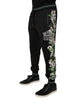 Dolce & Gabbana Black Floral King Men Jogger Sweatpants Pants