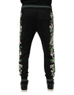 Dolce & Gabbana Black Floral King Men Jogger Sweatpants Pants