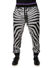 Dolce & Gabbana Black White Zebra Men Jogger Sweatpants Pants
