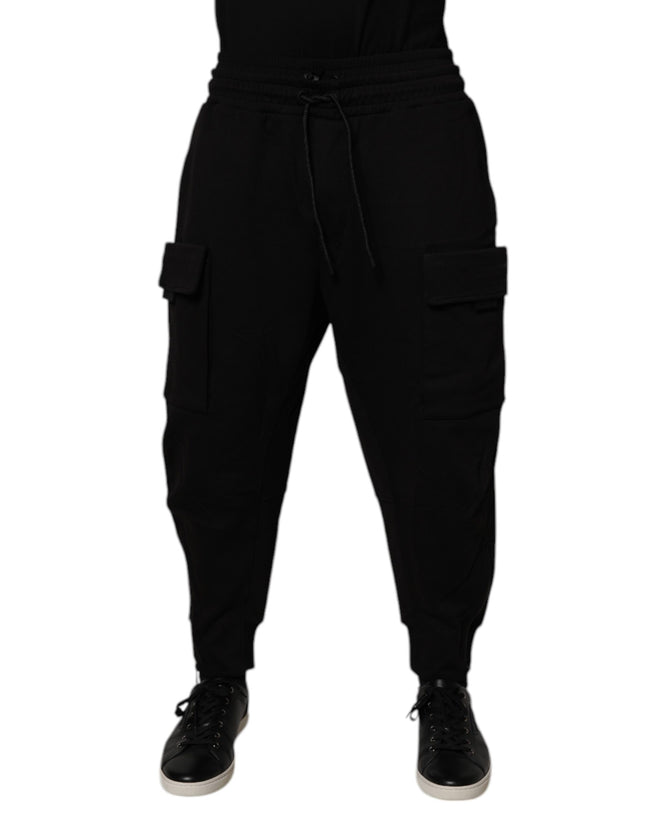 Dolce & Gabbana Black Cotton Men Cargo Jogger Sweatpants Pants
