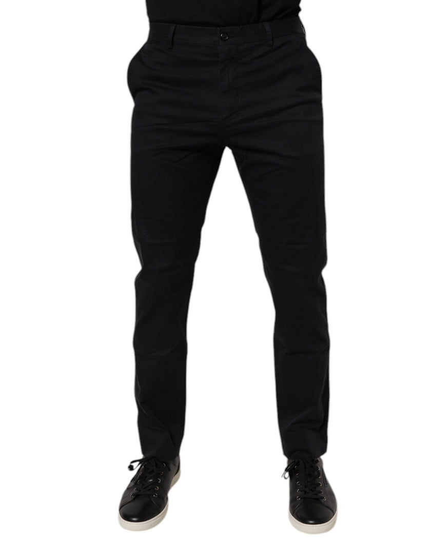 Dolce & Gabbana Black Cotton Stretch Skinny Dress Formal Pants