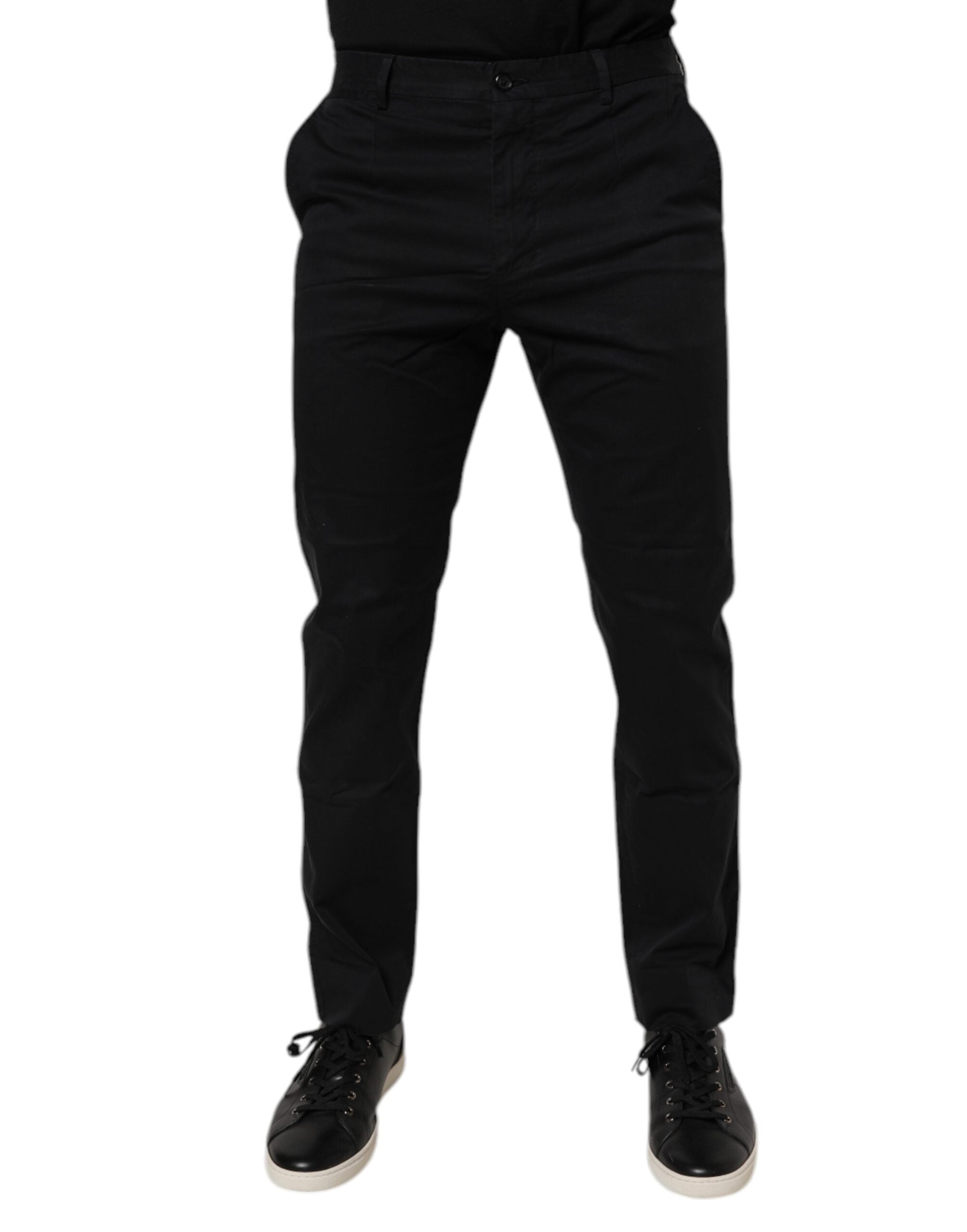 Dolce & Gabbana Black Cotton Stretch Skinny Dress Formal Pants