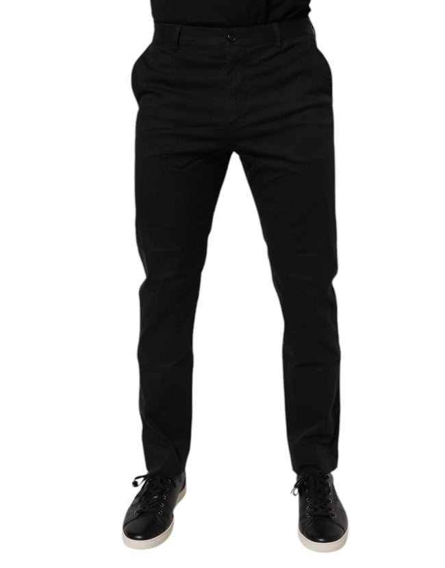 Dolce & Gabbana Black Cotton Stretch Skinny Dress Formal Pants