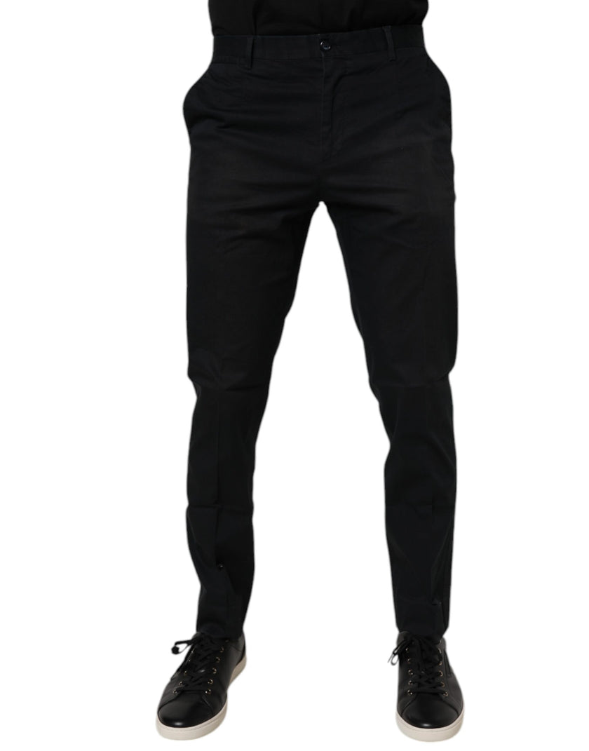 Dolce & Gabbana Black Cotton Stretch Skinny Dress Formal Pants