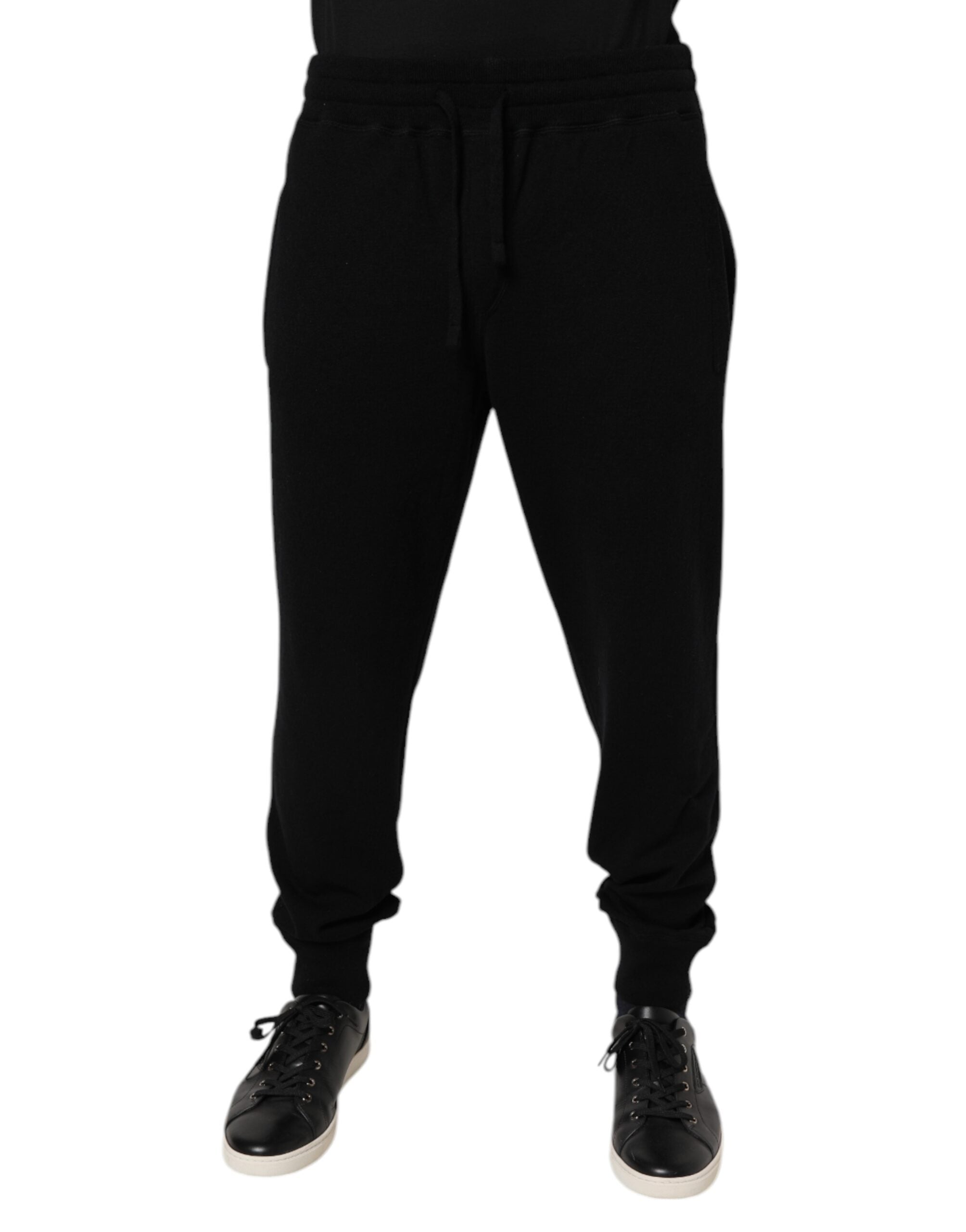 Dolce & Gabbana Black Cashmere Mid Waist Jogger Sweatpants Pants