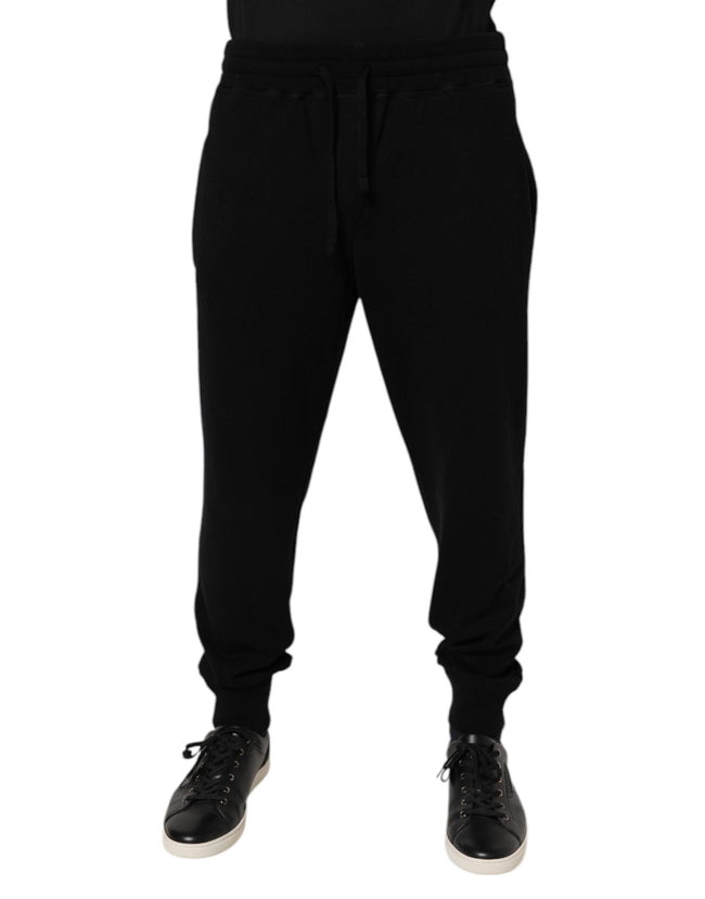Dolce & Gabbana Black Cashmere Mid Waist Jogger Sweatpants Pants