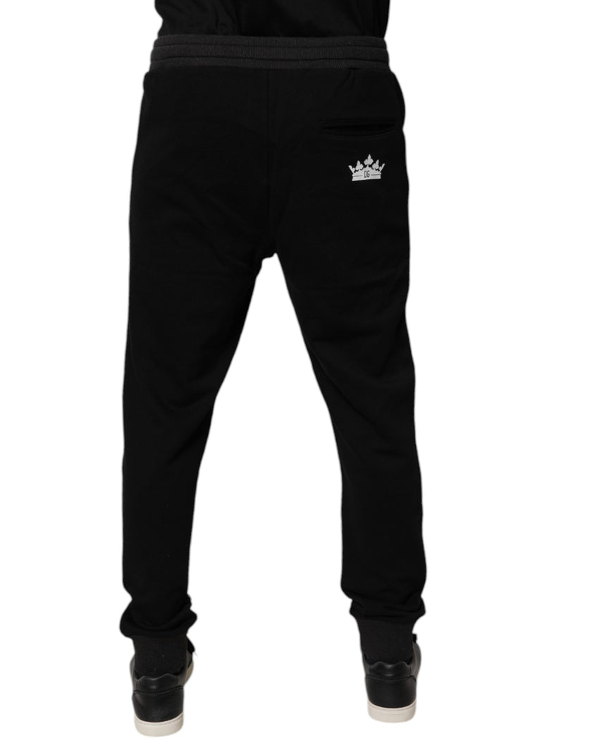 Dolce & Gabbana Black Logo Men Jogger Cotton Sweatpants Pants