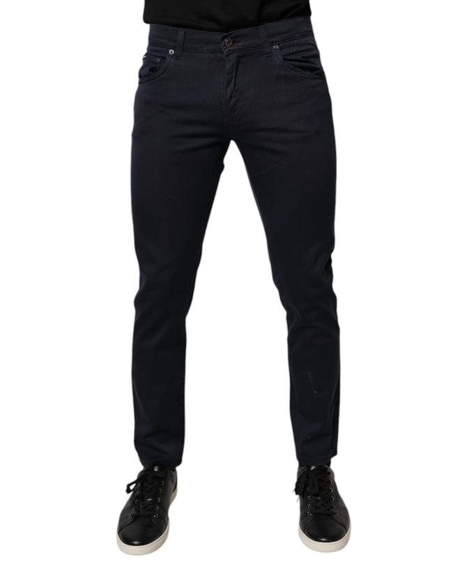 Dolce & Gabbana Dark Blue GOLD Cotton Skinny Men Denim Jeans
