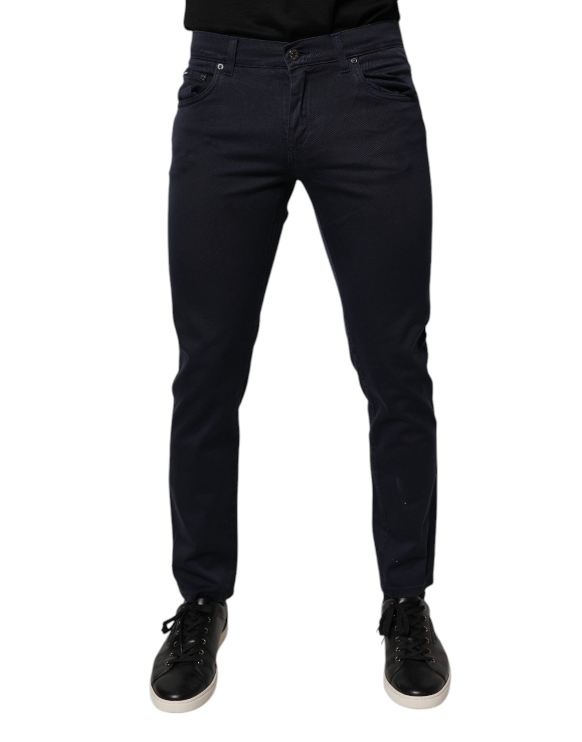 Dolce & Gabbana Dark Blue GOLD Cotton Skinny Men Denim Jeans