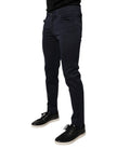 Dolce & Gabbana Dark Blue GOLD Cotton Skinny Men Denim Jeans
