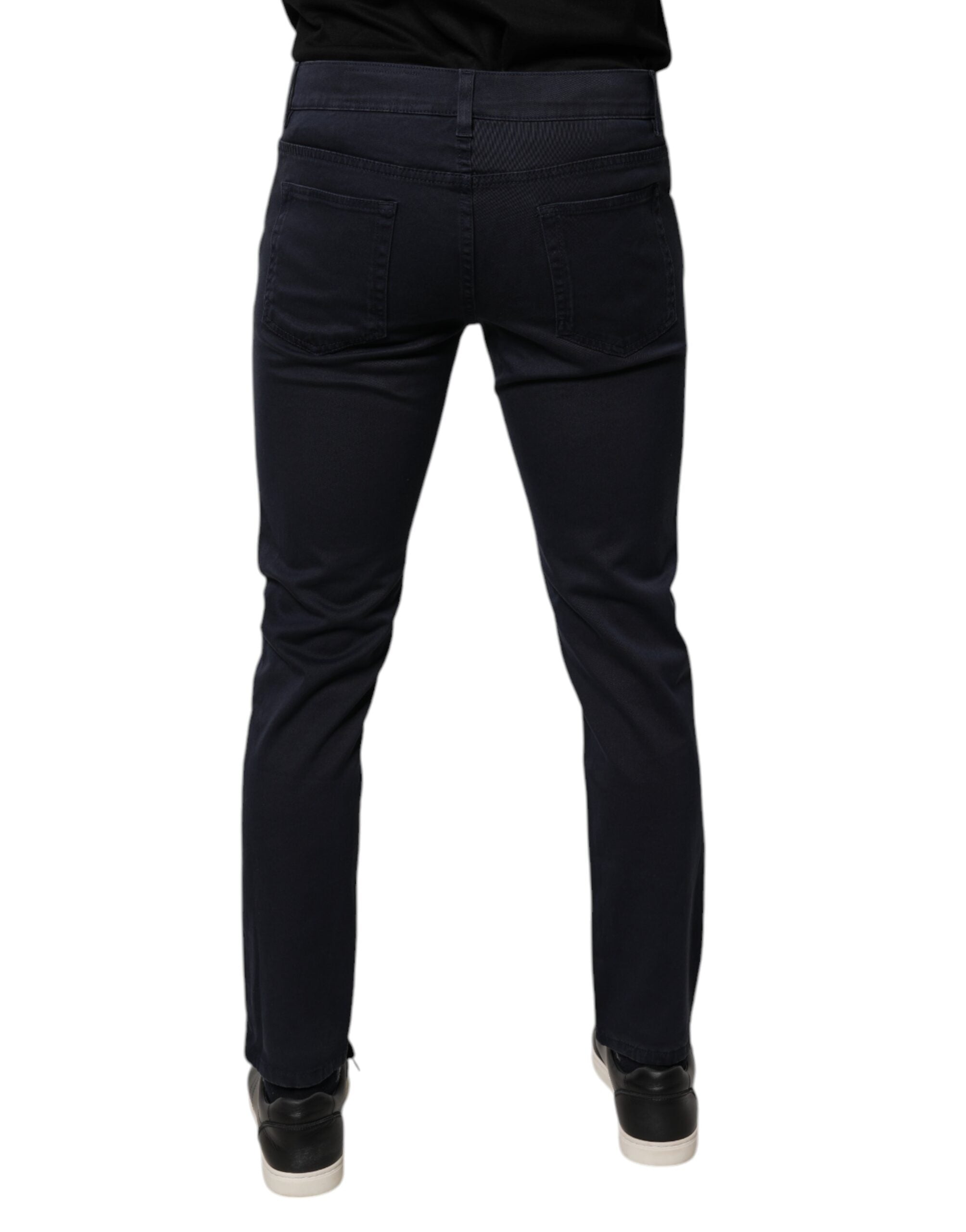 Dolce & Gabbana Dark Blue GOLD Cotton Skinny Men Denim Jeans