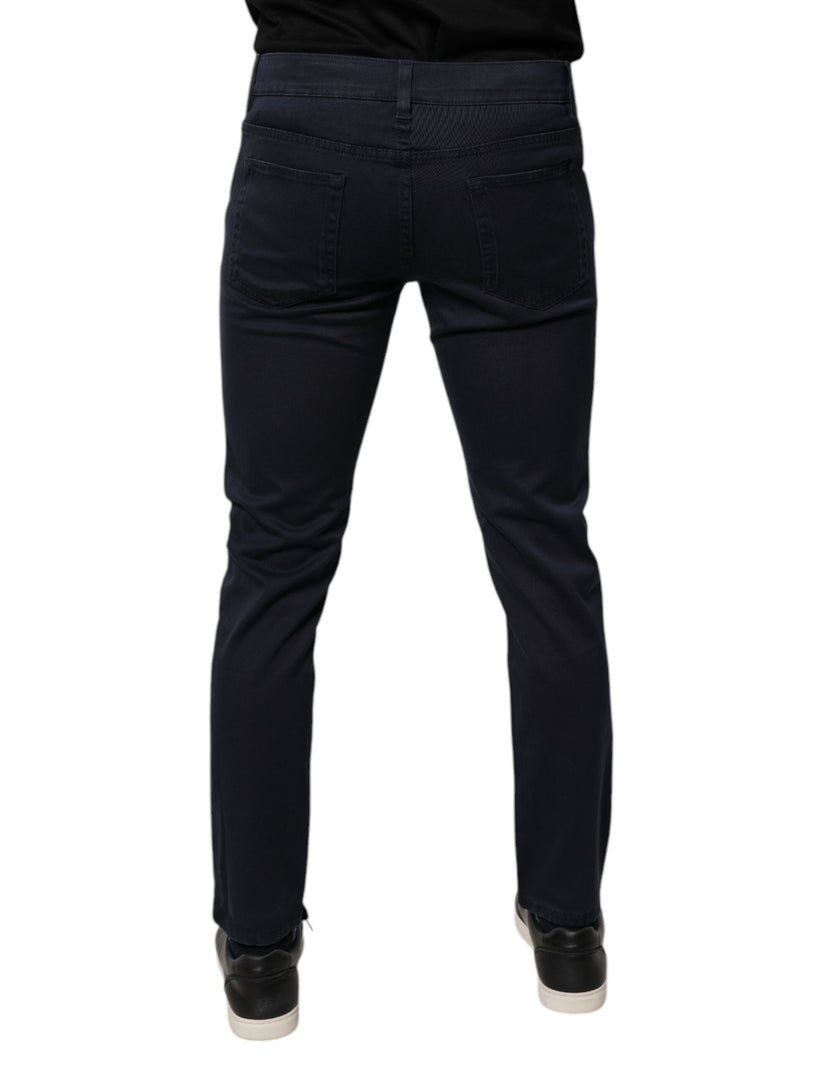 Dolce & Gabbana Dark Blue GOLD Cotton Skinny Men Denim Jeans