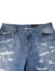 Dolce & Gabbana Blue Tattered Straight Cotton Denim Jeans