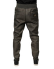 Dolce & Gabbana Brown Lambskin Leather Men Sweatpants Pants