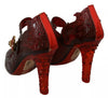 Dolce & Gabbana Red Floral Crystal Heels CINDERELLA Shoes