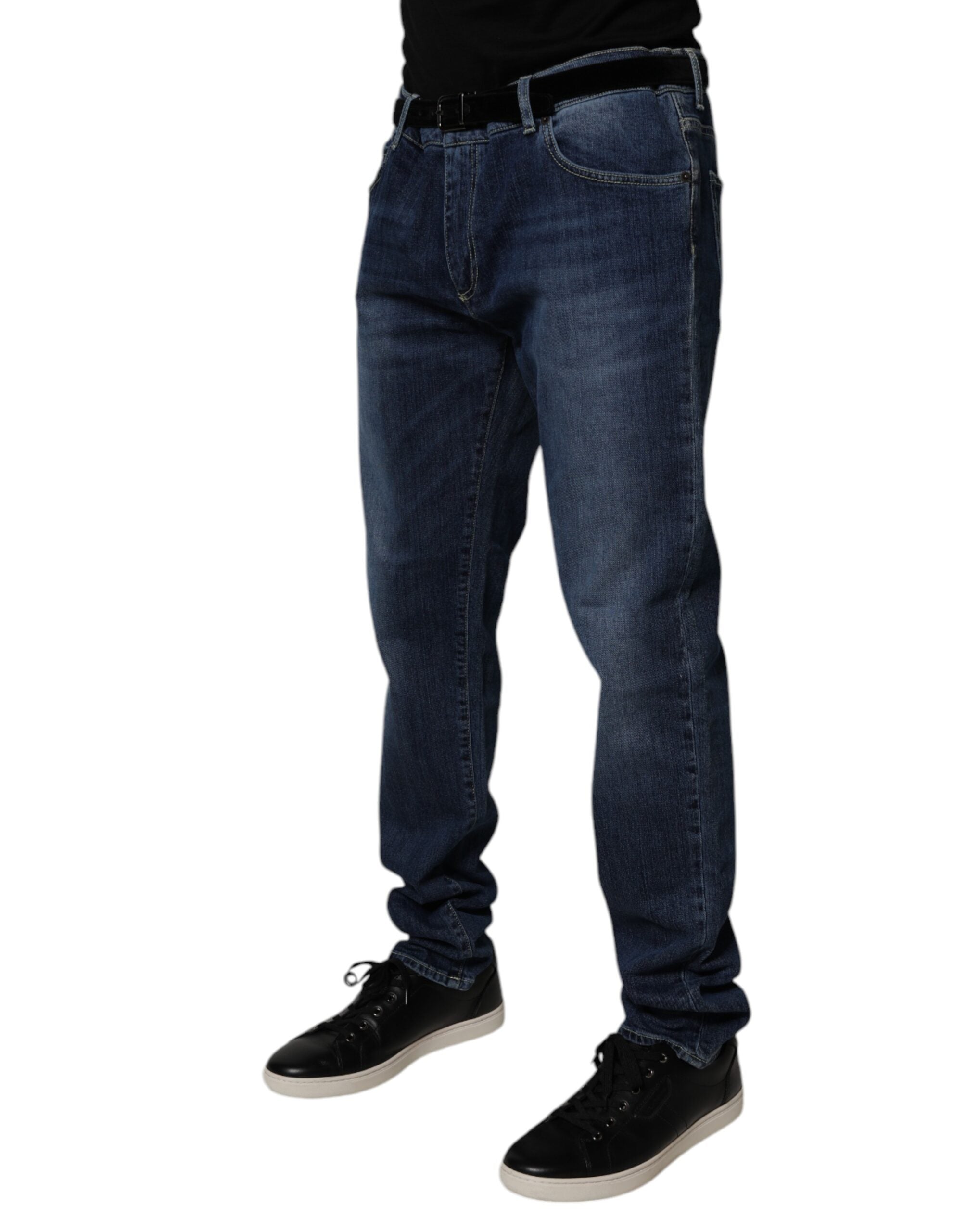 Dolce & Gabbana Blue Washed Cotton Stretch Skinny Denim Jeans