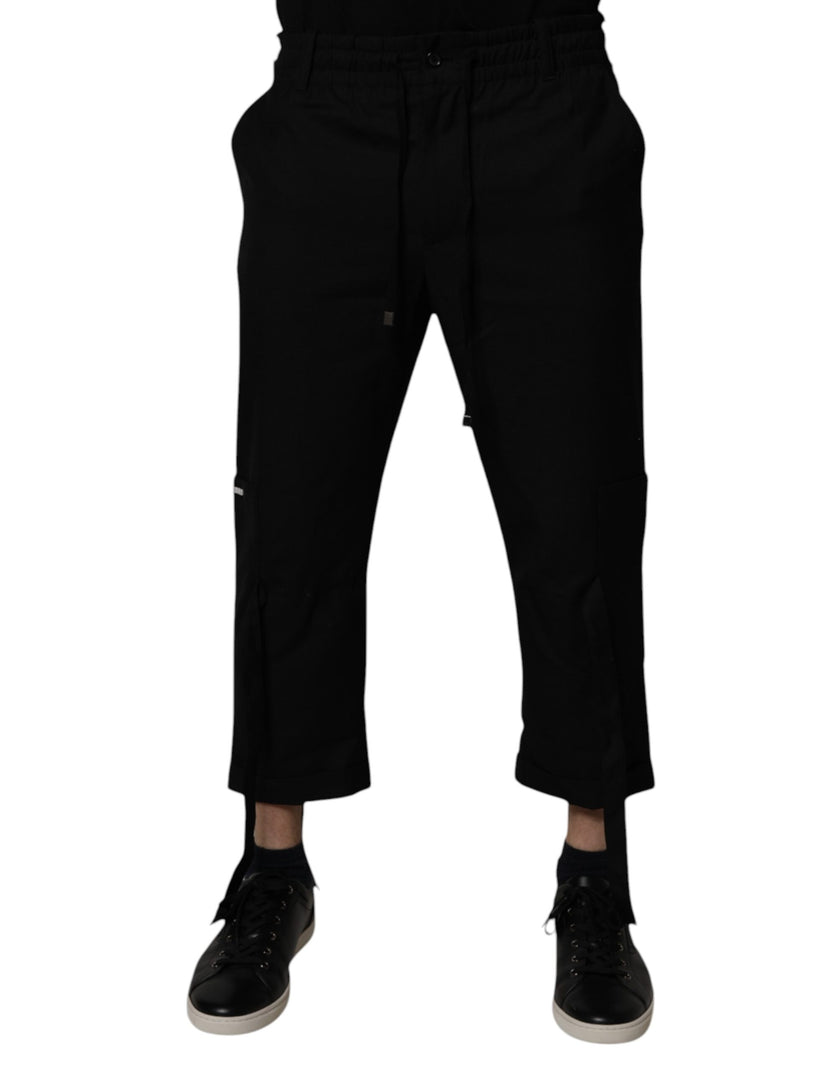 Dolce & Gabbana Black Polyester Men Cropped Pants