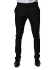 Dolce & Gabbana Black Virgin Wool MenSkinny Dress Formal Pants