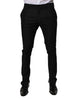 Dolce & Gabbana Black Virgin Wool MenSkinny Dress Formal Pants