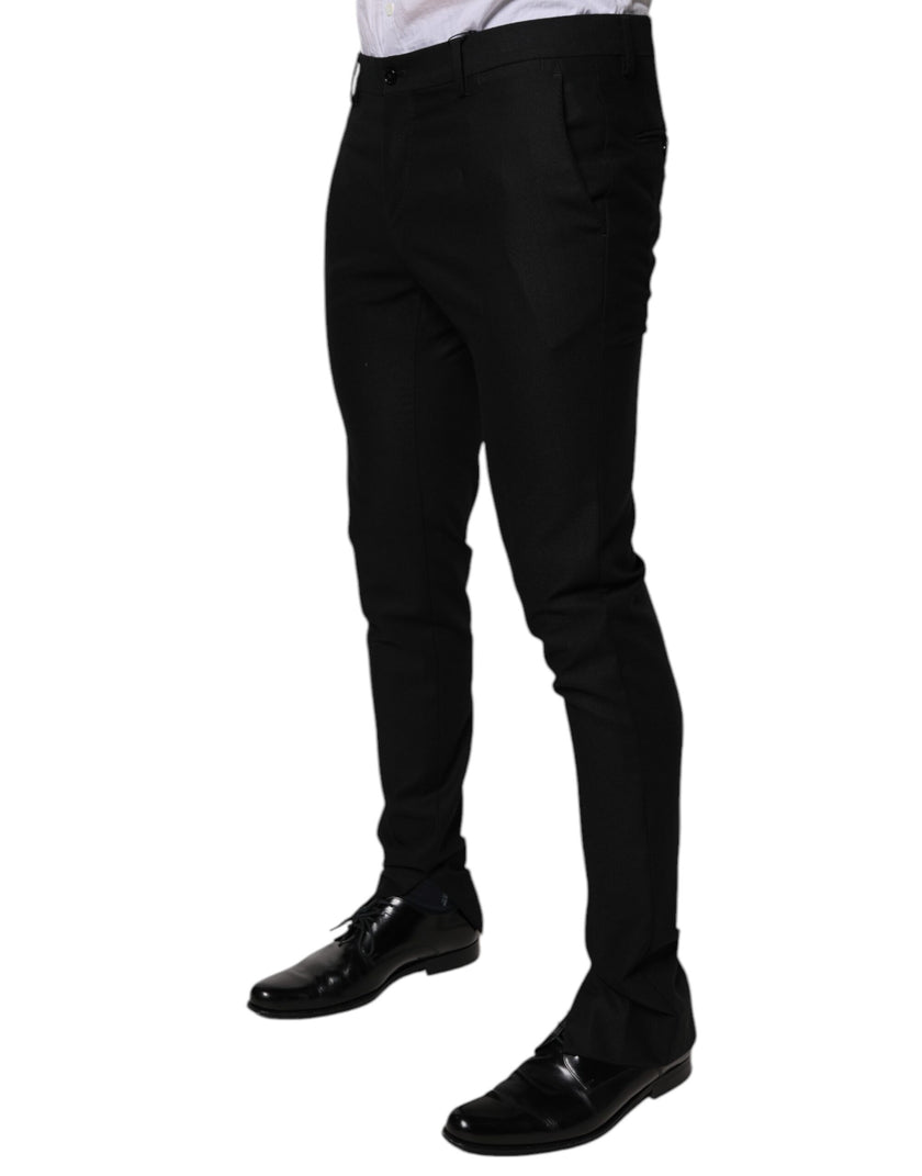 Dolce & Gabbana Black Virgin Wool MenSkinny Dress Formal Pants