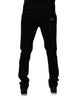 Dolce & Gabbana Black Cotton Tattered Skinny Men Denim Jeans
