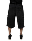 Dolce & Gabbana Black Cotton Cargo Denim Men Bermuda Shorts