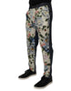 Dolce & Gabbana Beige Blue Floral Cotton Men Denim Jeans