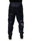 Dolce & Gabbana Dark Blue DG Game Print Cotton Jogger Pants